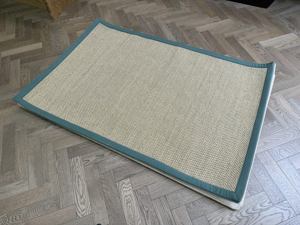 Sisal Rug - Medium with Green Tape, Natural, Beige (120 X 180)