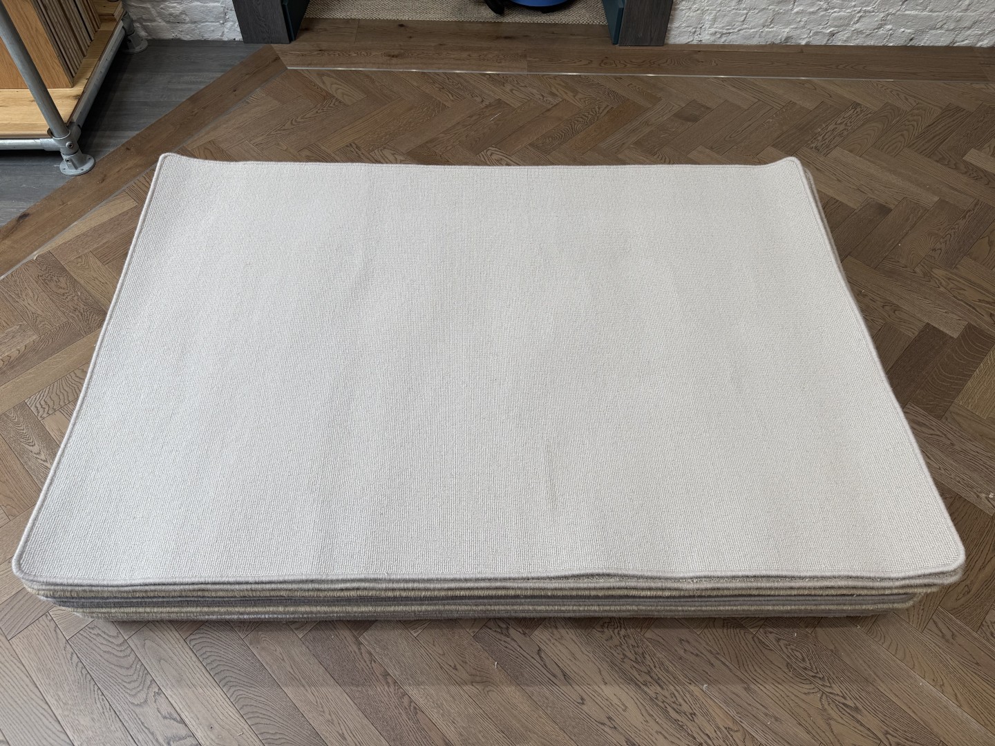 Wool Rug - Medium with Whipped Edge, Cream, Neutral, Beige (120 X 180) 1 Wool Rug - Medium with Whipped Edge, Cream, Neutral, Beige (120 X 180)